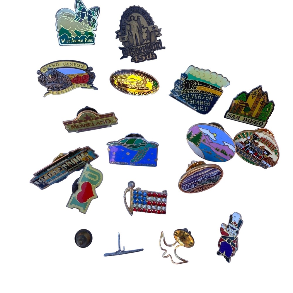 Vintage Travel Souvenir Pin Lot w/ Disneyland 45th Anniversary Trains Animals‎ - Picture 7 of 13
